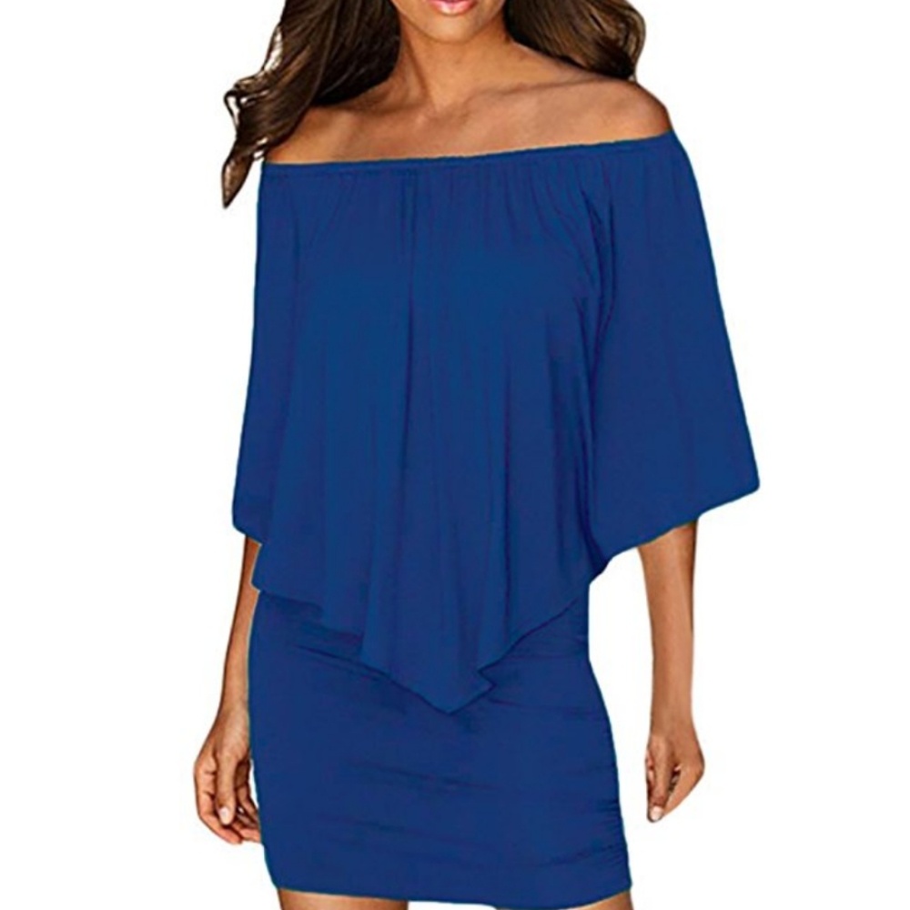 Off Shoulder Ruffles Bodycon Mini Dress